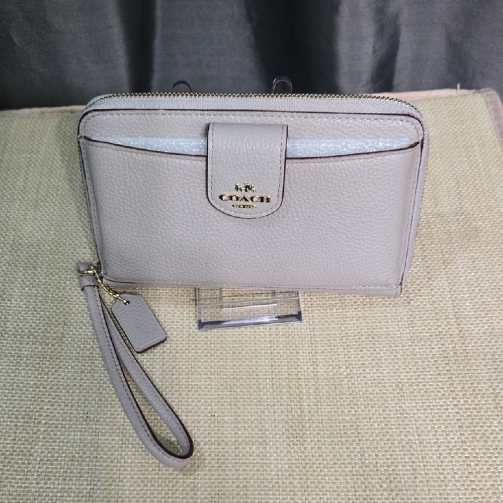Coach Light Taupe Wristlet Clutch